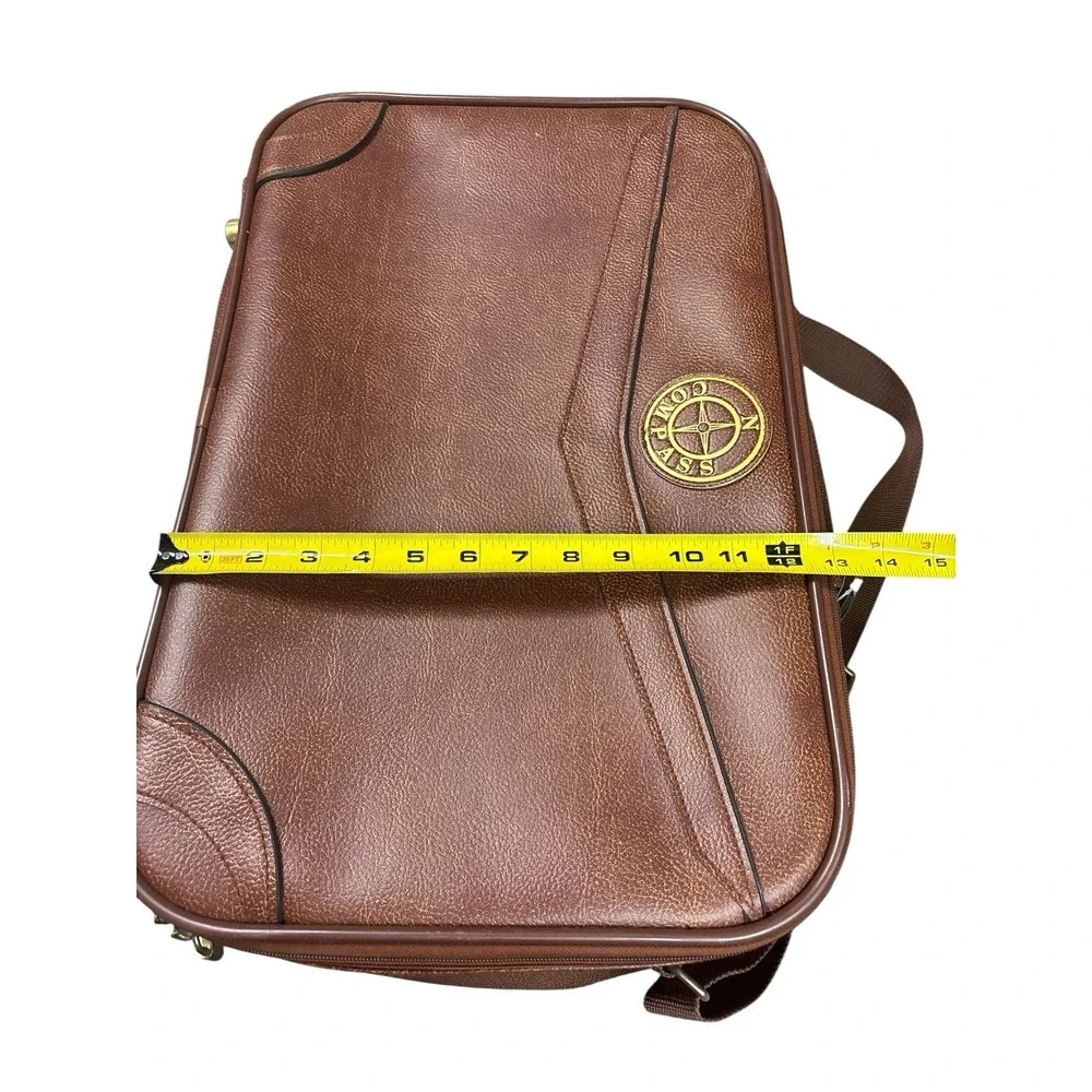 Vintage N. Compass Carry-on Luggage Travel Suitcase Bag Brown Y2K 90s